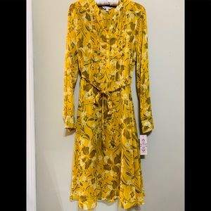 NWT Nanette Lepore Gold Floral Long Sleeve Dress
